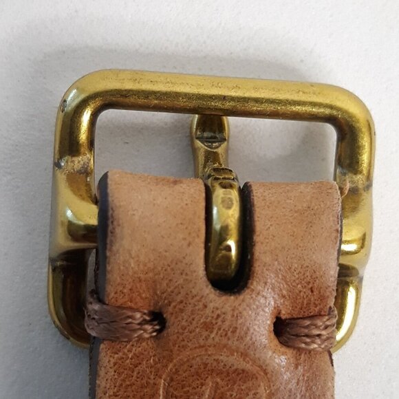 Vtg Fossil Leather Perforated Tan Belt L - Picture 4 of 8
